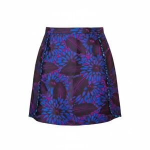 J.Crew Midnight Floral Jacquard Mini Skirt Purple Blue A-Line Size 2 Jewel Toned